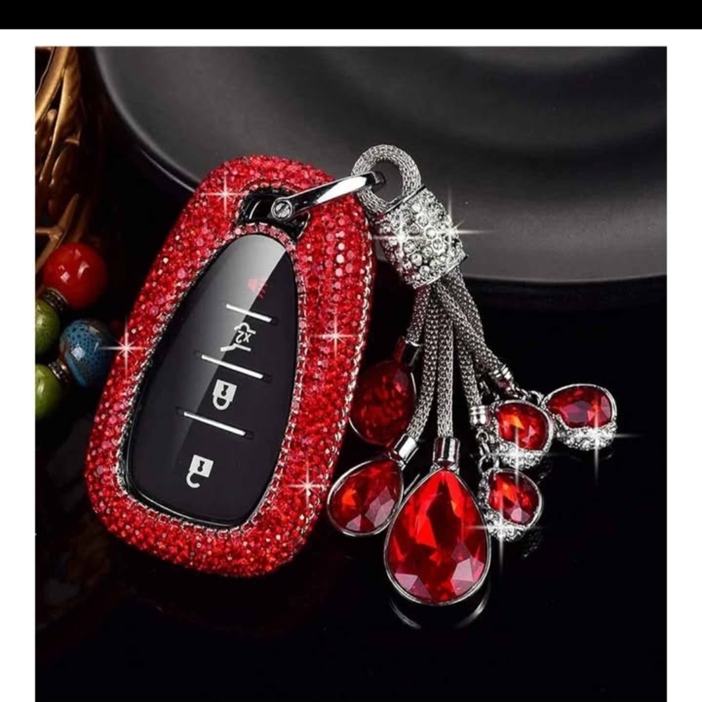 Red Rhinestone Car Key FOB Cover with Tassel For CHEVY NEW!! Key Fob Case